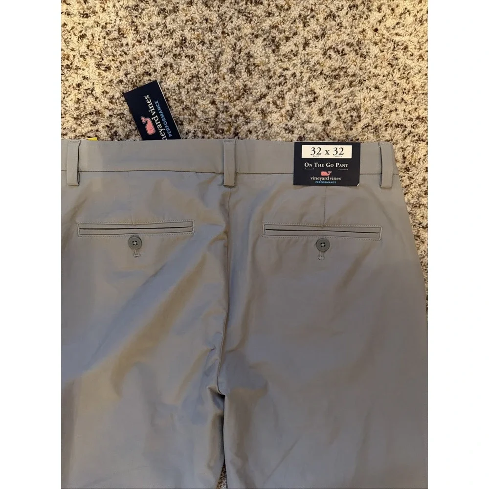 Vineyard Vines Performance New Mens Light Gray‎ Pant Sz 32x32 Elastic Waist Slim